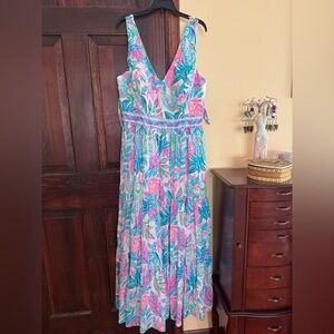 Euc Lilly Pulitzer Charleen maxi dress Sleeveless V-Neck Toucan Do it better
